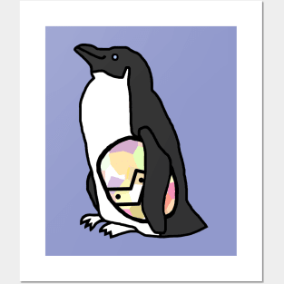 Penguin Holding Easter Egg Posters and Art